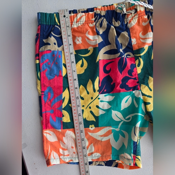 Vibrant Retro Y2K Tropical Patchwork Floral Swim Trunks - Dopamine Dressing - Picture 9 of 13